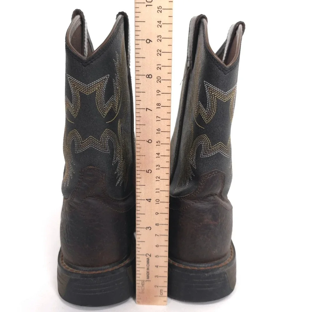 ARIAT Kids US5 Brown Leather Square Toe Western Cowboys Boots 10021452